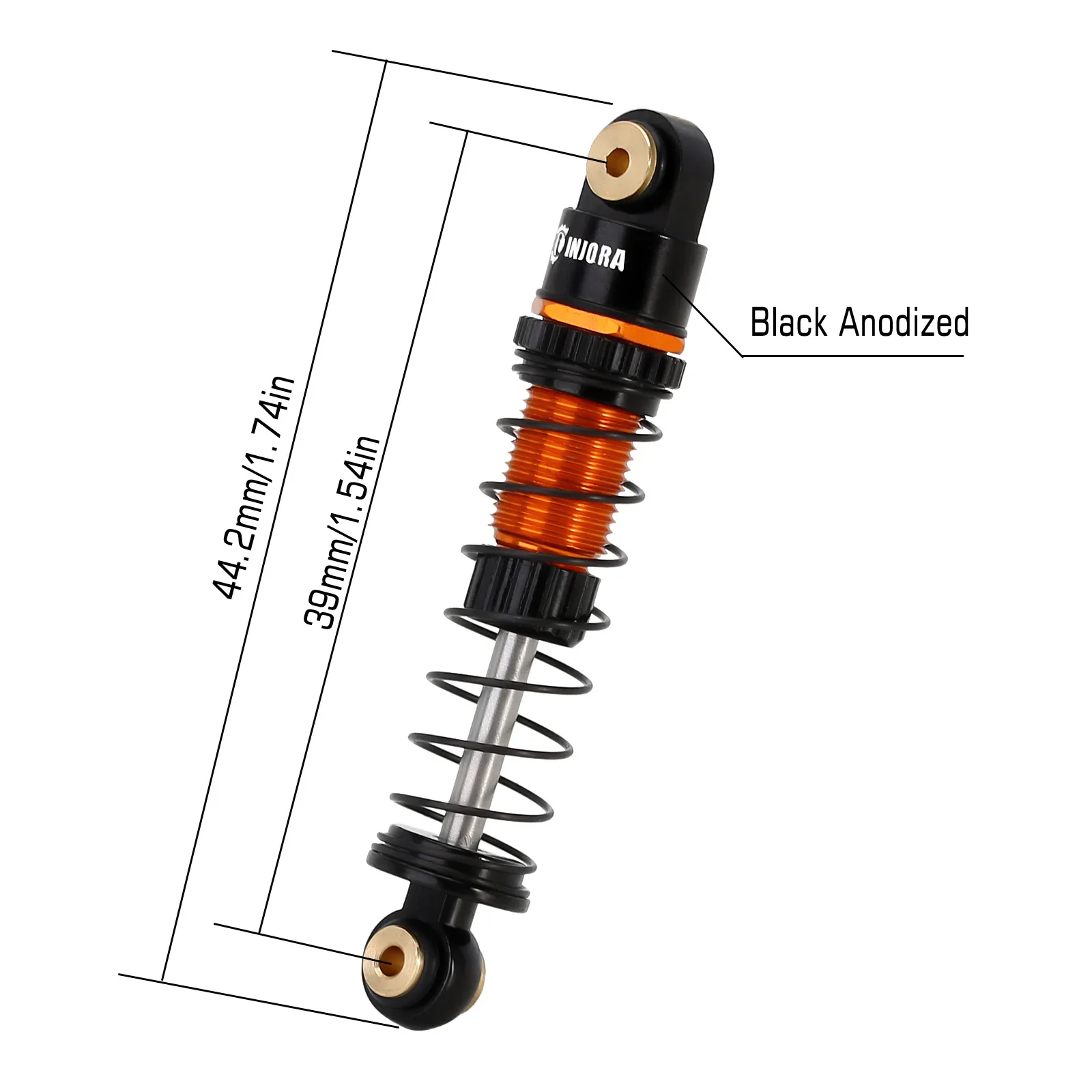 Injora 39mm amortecedor de óleo com rosca de alumínio para carro crawler 1/24 rc axial scx24 c10 jlu gladiador fms fcx24m