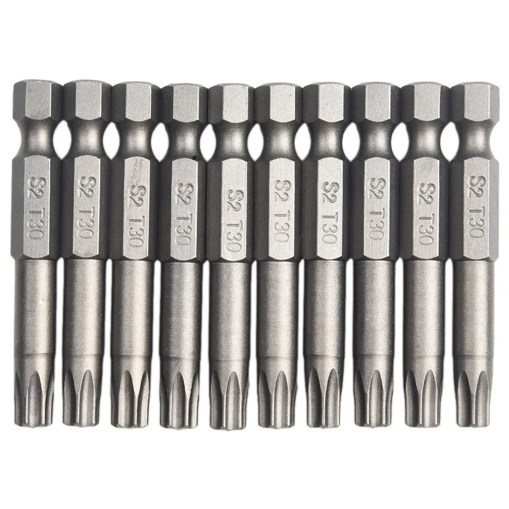 

10pcs 50mm Long T30 Screwdriver Bit Magnetic Torx Screwdriver Bits 1/4 Hex Shank Head Screw Driver Drilling Bit Hand Tools