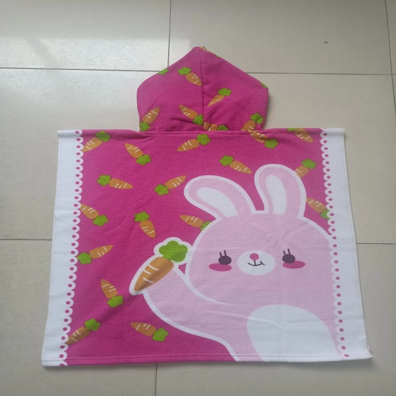 Beach Towel For Kids Hooded Bath Towel Poncho Kids  rabbit pattern Baby Towel For Girls 2-6 Years Bathroom Beach Swim Cover