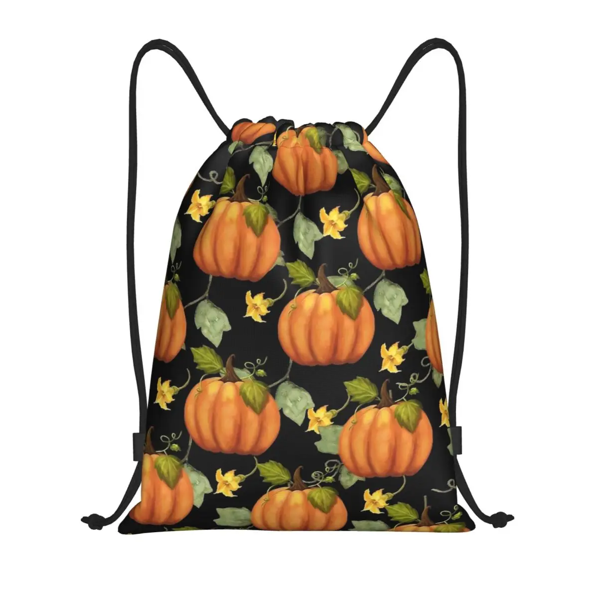 Autunno zucca zucche modello zaino con coulisse sport palestra Sackpack Halloween String Bags per il ciclismo