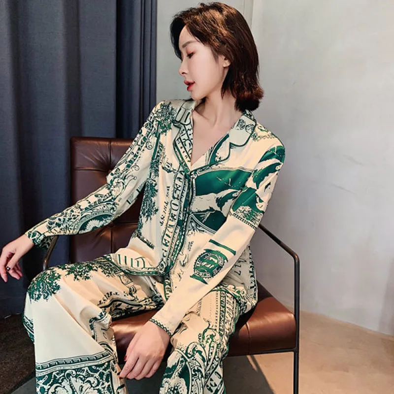 

Женские комплекты, осенне-зимний кардиган с лацканами, домашняя одежда, двухсекционный европейский ветер, большие ярды, женские пижамы, удобная одежда для сна, ночное белье