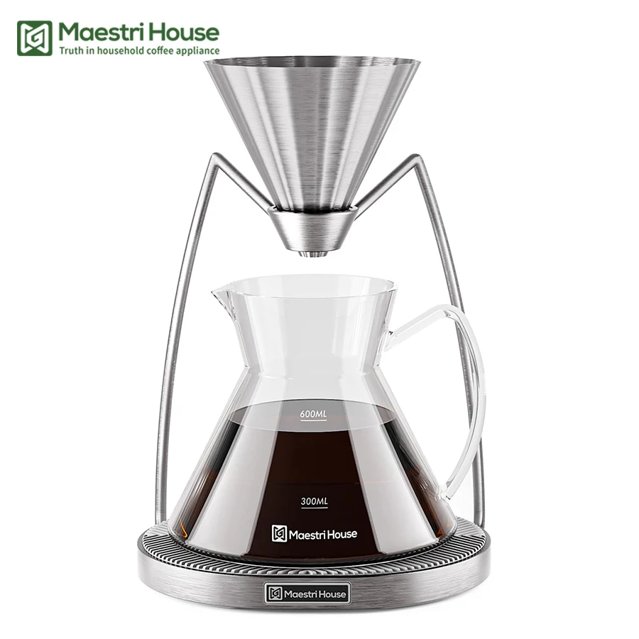 Maestri House Pour Over Coffee Maker Magnetic Coffee Dripper and 600ML Carafe Coffee Server Drip Coffee Maker with Metal Base