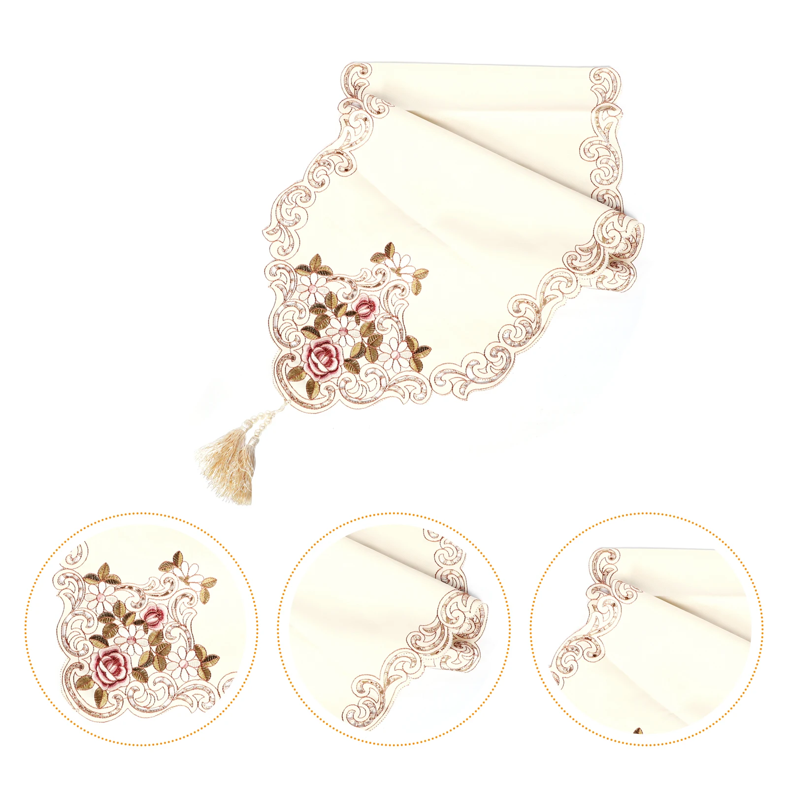 

Embroidered Table Runner European Style Polyester Tablecloth for Home Party Hotel Restaurant Cafe Kitchen Dining Decor