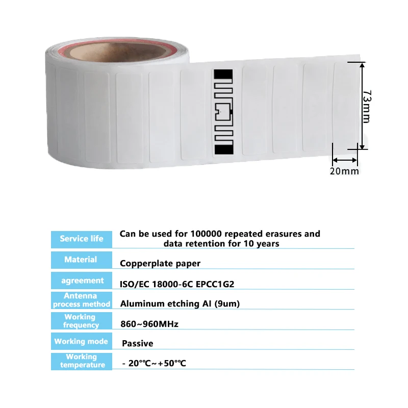UHF RFID Tag U89 Chip Passive 915MHz 6C Protocol for Apparel Labels Parking Library Warehouse Management