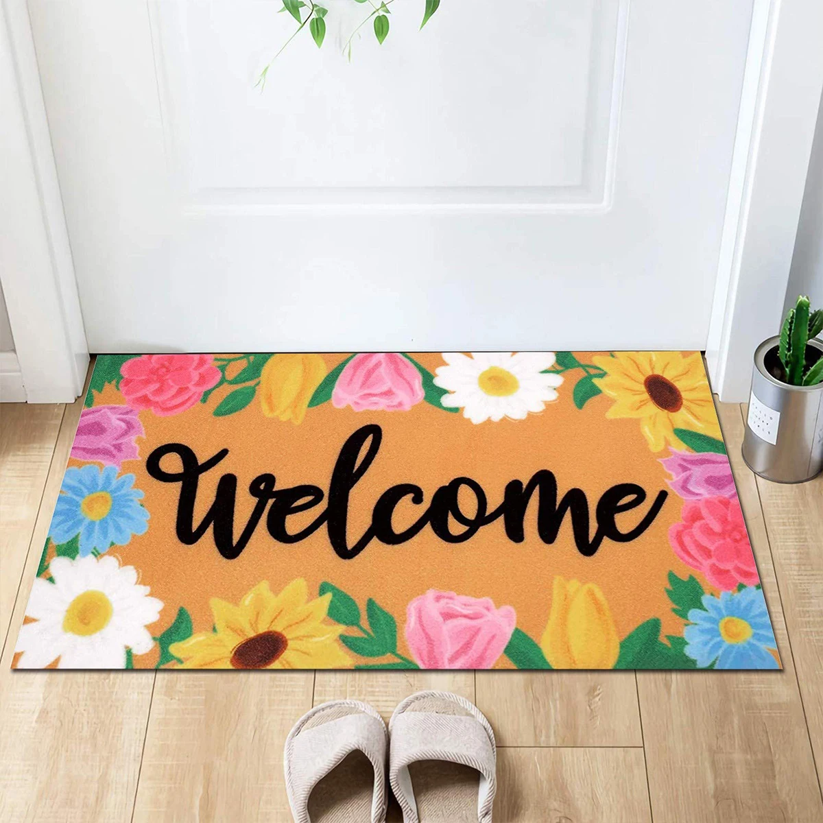 Absorbent Floor Mat para cozinha, Welcome Door Mat, Spring Flower, Home Carpet, Living Room Decor, 45x75cm