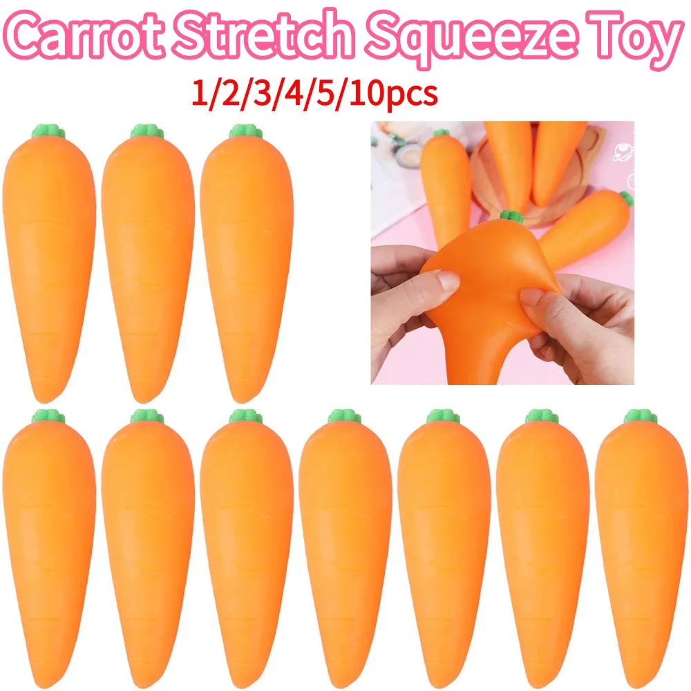 Carrot Stretch Squeeze Toy Soft Elastic Stress Relief Fidget Toy Sensory Decompression Toy Vegetable Squishy Toy for Kids Adults