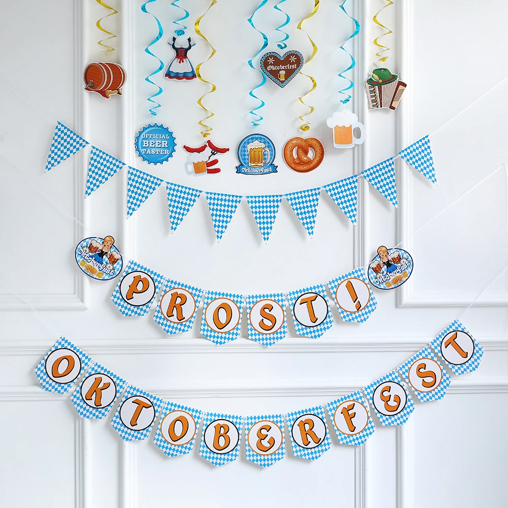 

1pc Oktoberfest Banner Decoration Letter Pull Flag Spiral German Oktoberfest Pennant Bar Oktoberfest Theme Party Decorations