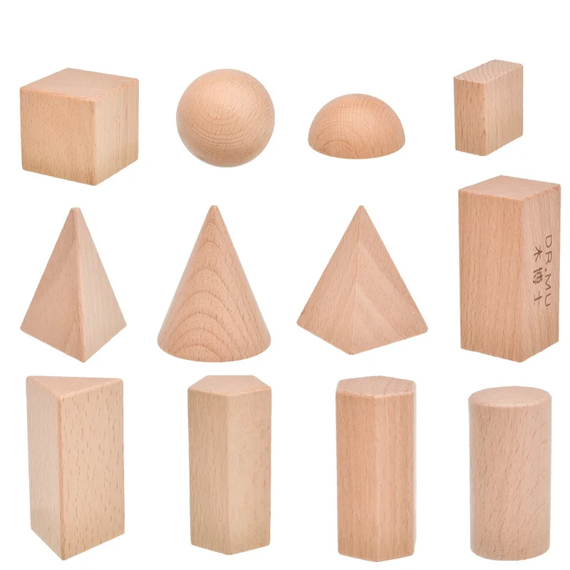 モンテッソーリ幾何学的形状のミステリーバッグ、天然木、感覚玩具、オブジェクト、無垢材、3歳