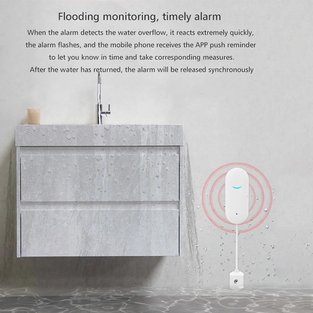 

1pc Smart Water Leakage Sensor Durable Abs Material Real-Time Monitoring Home Alarm Water Leak Flood Sensor Remote