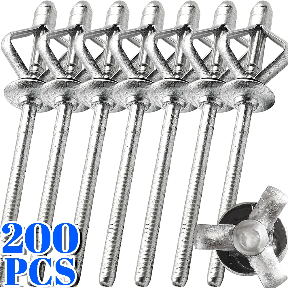 200/50x Trifold Rivets Lightweight Aluminum Alloy Bolt Load Spreading Bulb Tri Grip Fasteners Tri-fold Exploding Pop Rivets
