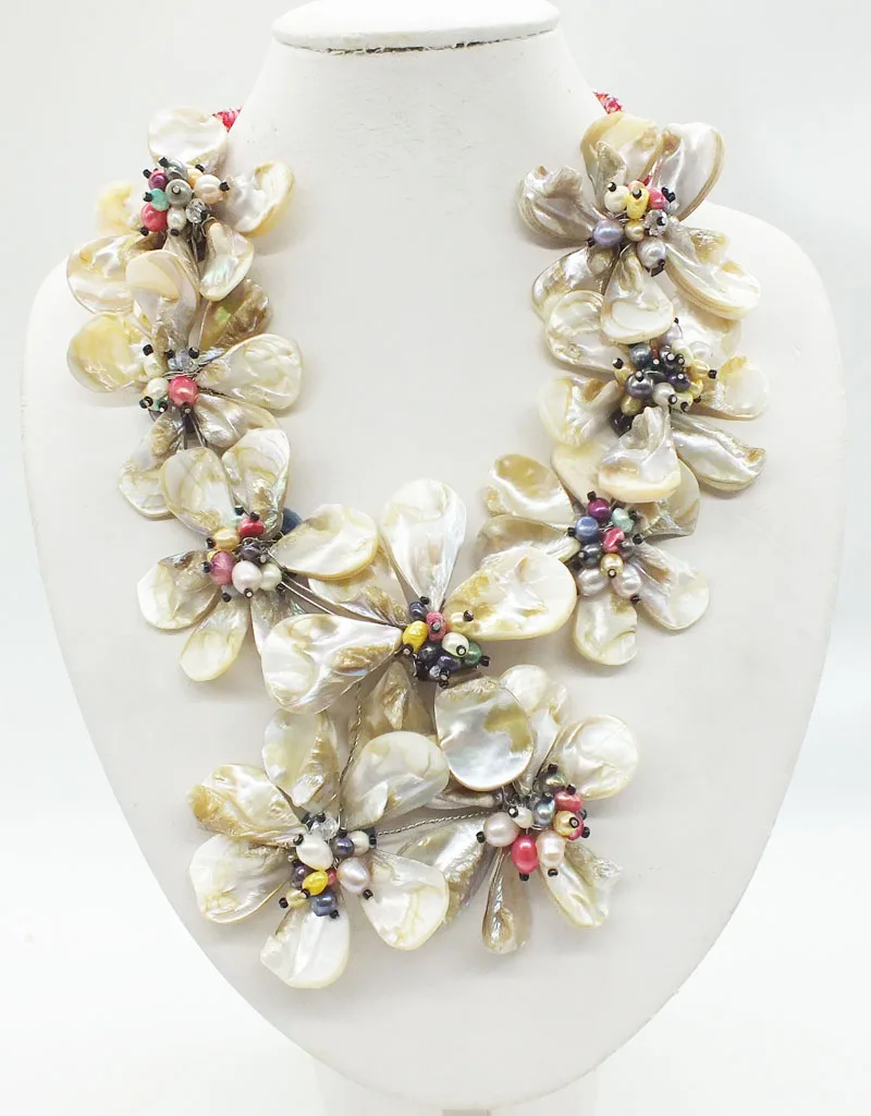 

2019-3-22-1351# Shell flower necklace 22"