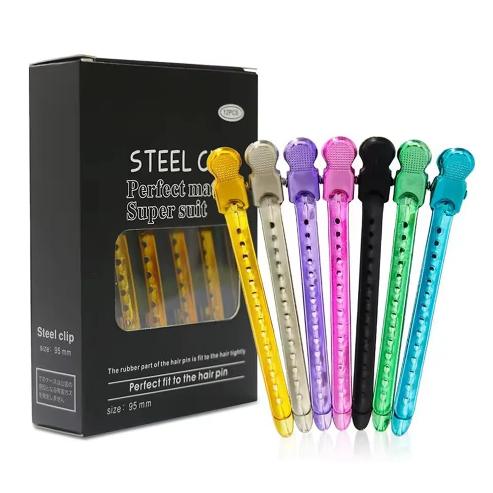 

12PCS Hair Clip Set Pack Duckbill Hair Clip Aluminum Alloy Hair Salon Hair Clip Fixed Hair Clip Salon Home Styling Tool