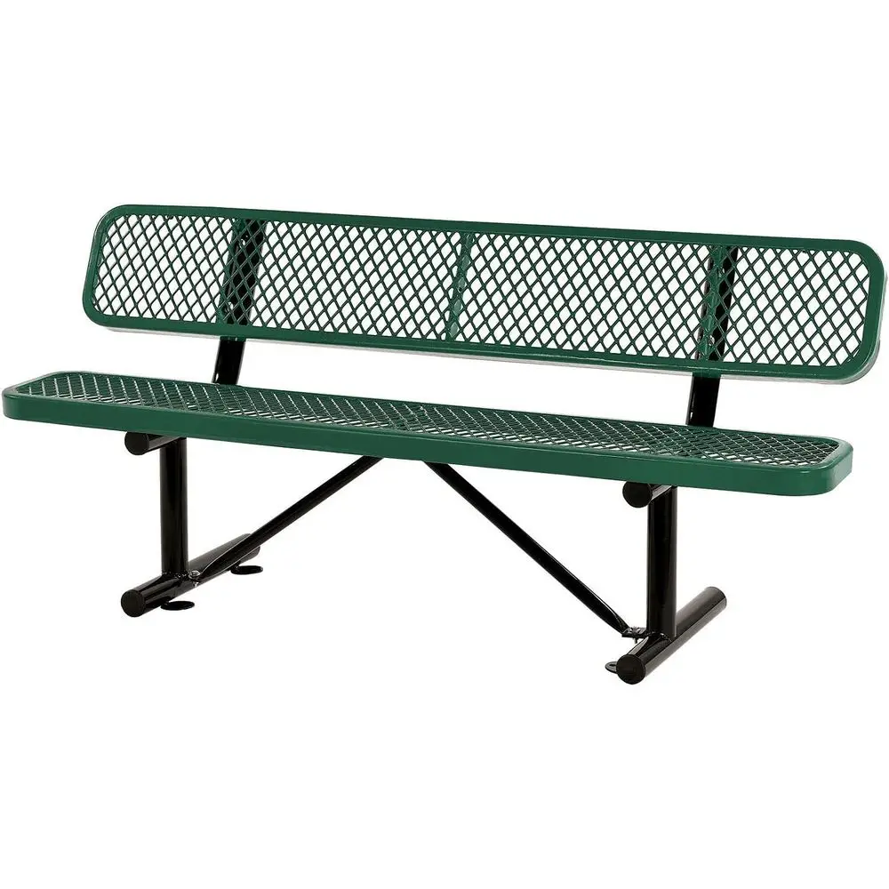 

Heavy-Duty 6' Long Metal Mesh Bench with Backrest, Portable Outdoor, 1000 lbs Capacity, Green, 72L x 24W x 33H
