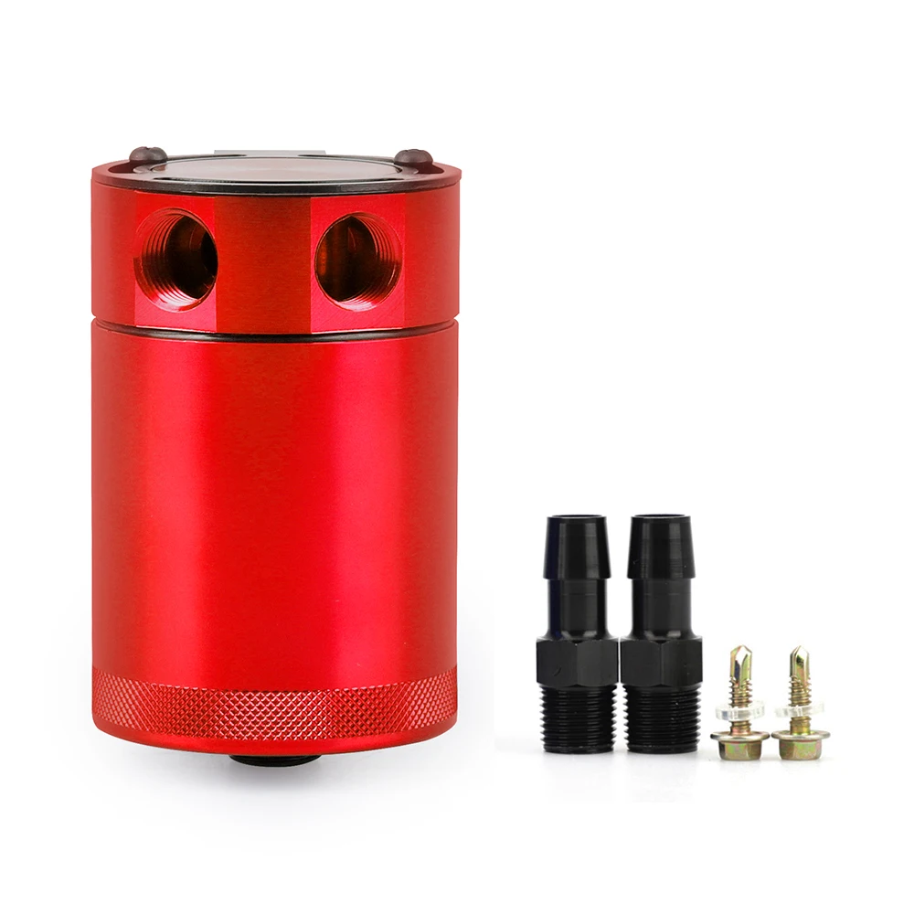 Universal 300ml 2-Port Oil Catch Can Compact Baffled Aluminum Reservoir Oil Catch Tank Fuel Tank Two hole breathable Kettle