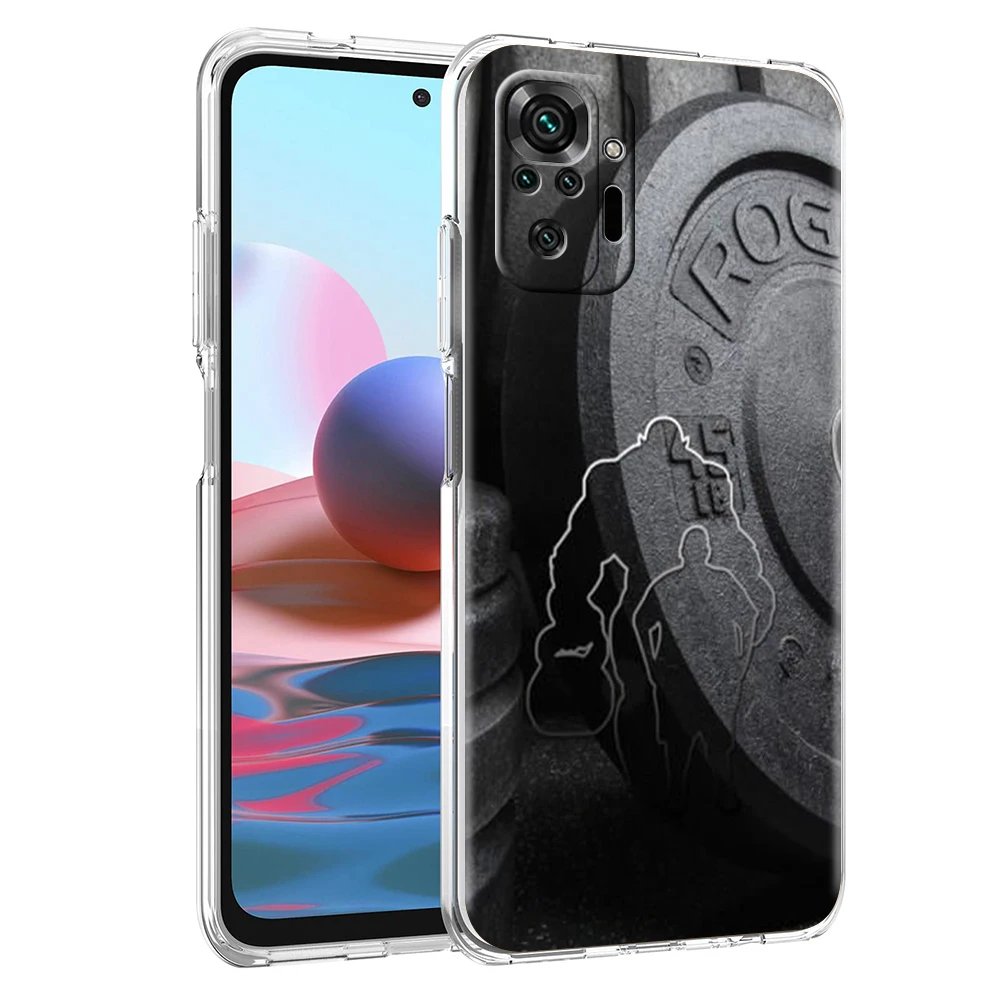 Barbell Deadlift Fitness Phone Case Cover for Redmi Note 10 11 11T 7 8 8T 9 K40 Gaming 9A 9C Pro Plus Transparent Soft Shell Bag