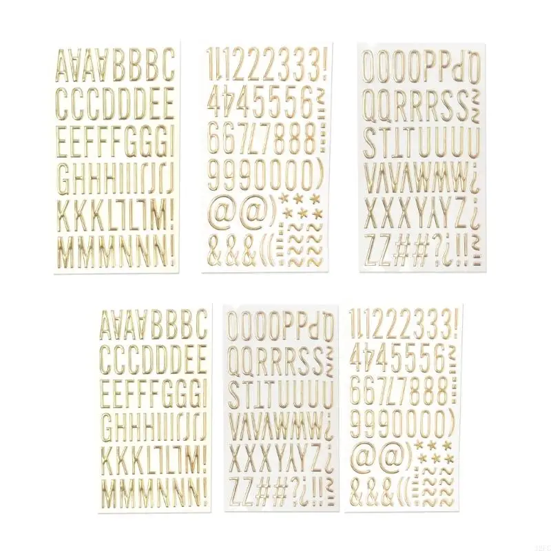 

J2FC Gold Glittering Large Letter Sticker 3D Metallic Letter Number Sticker for Scrapbooking Journal Notebook Photo Album