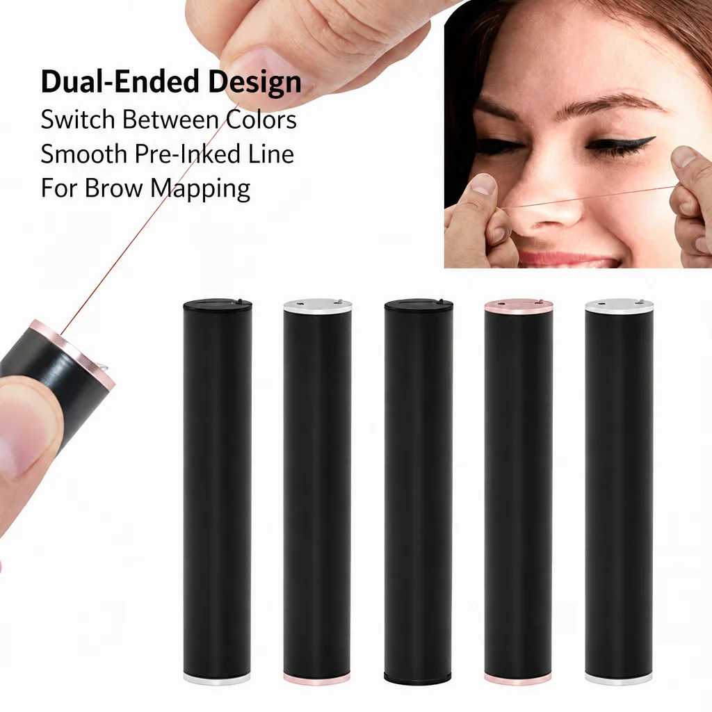 AIMOOSI 60M/196 8ft Pre Inked Microblading Mapping String Eyebrow Marker Thread Semi Permanent Makeup Symmetry Positioning Tool