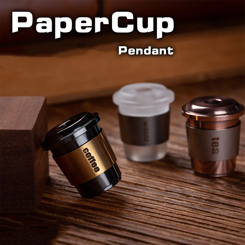 

1PC Titanium Alloy Coffee Cup Paracord Beads Lanyard Pendants Knife Beads Fingertip Gyroscope Decompression Toy Pendants Beads