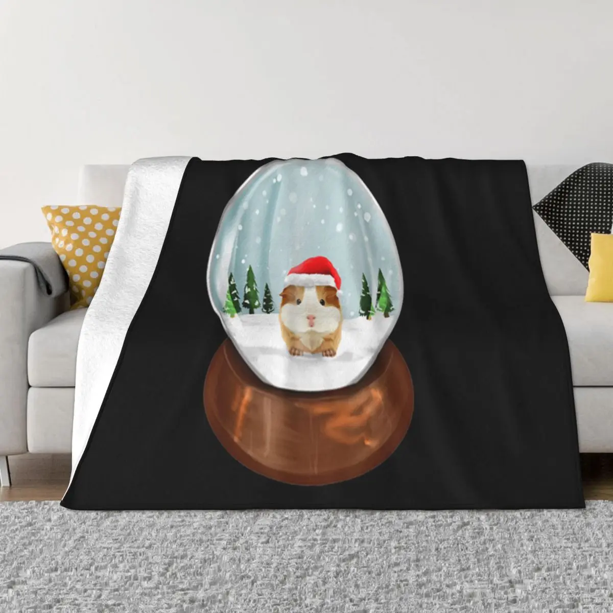 Official Guinea Pig Snow Globe Xmas Pjs Outfit Funny Christmas Chinese Style Slogan Throw Blanket