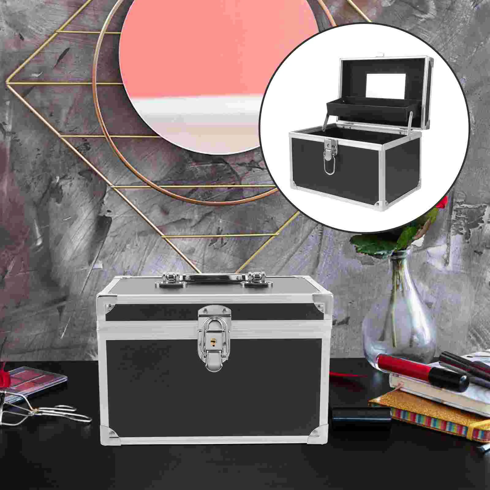 Aluminum Alloy Case Carrying Suitcase Tools Makeup Bag Travel Bags Metal Container Train Double Layer Box