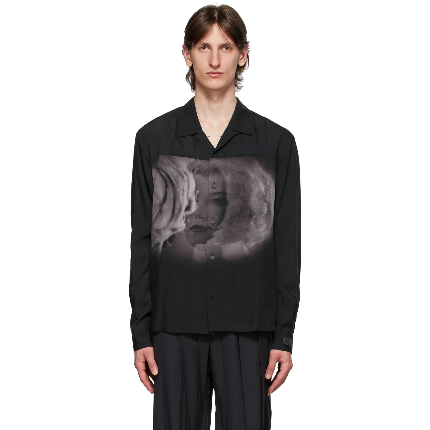 

YOJI OOAK Undercover SHIRT Universe Face Printed Tencel Long Sleeve Shirt for Men and Women