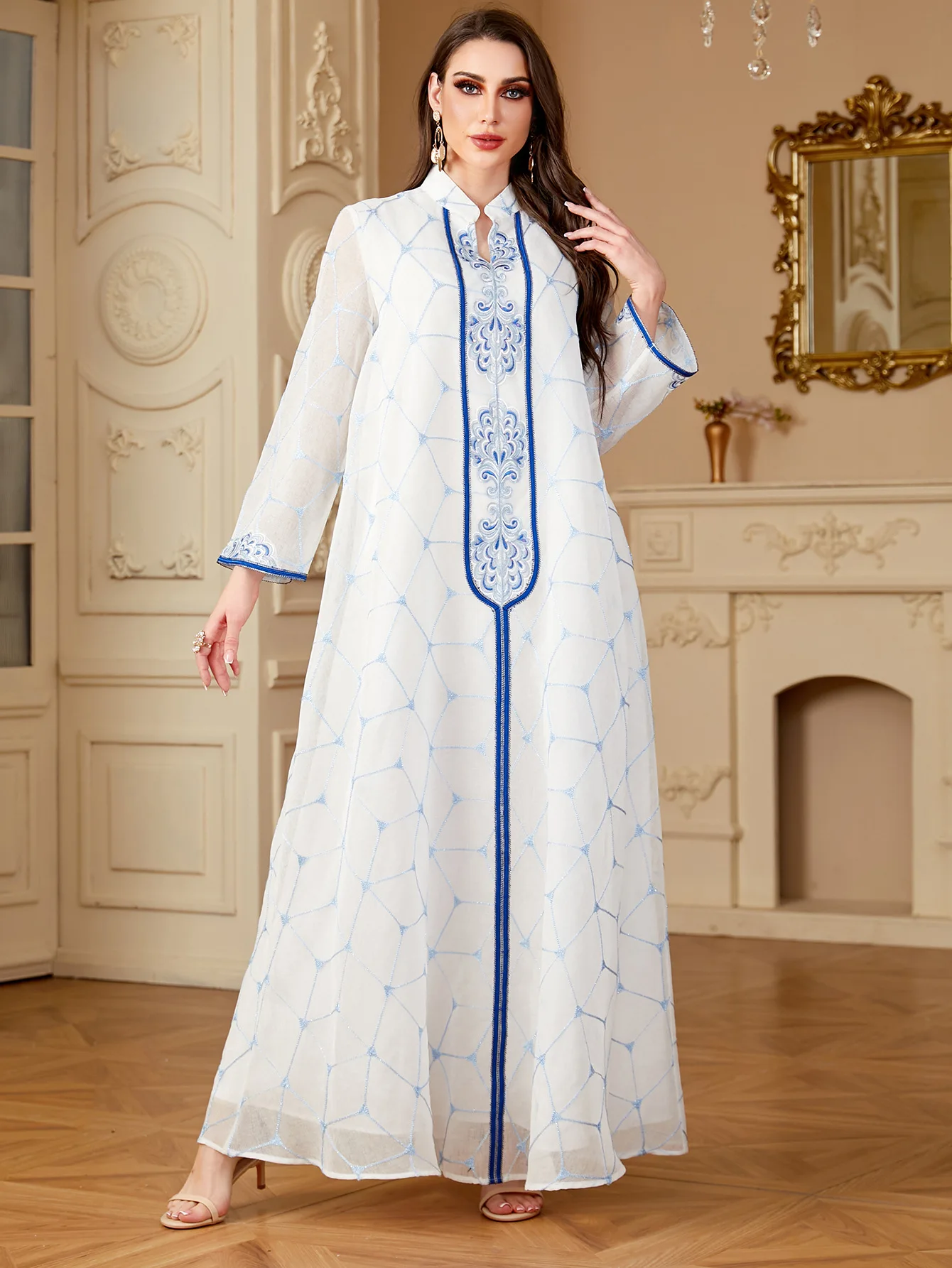 Feminino muçulmano bordado maxi vestido dubai abaya turquia kaftan eid djellaba caftan marocain femme musulmane jalabiya ramadan robe