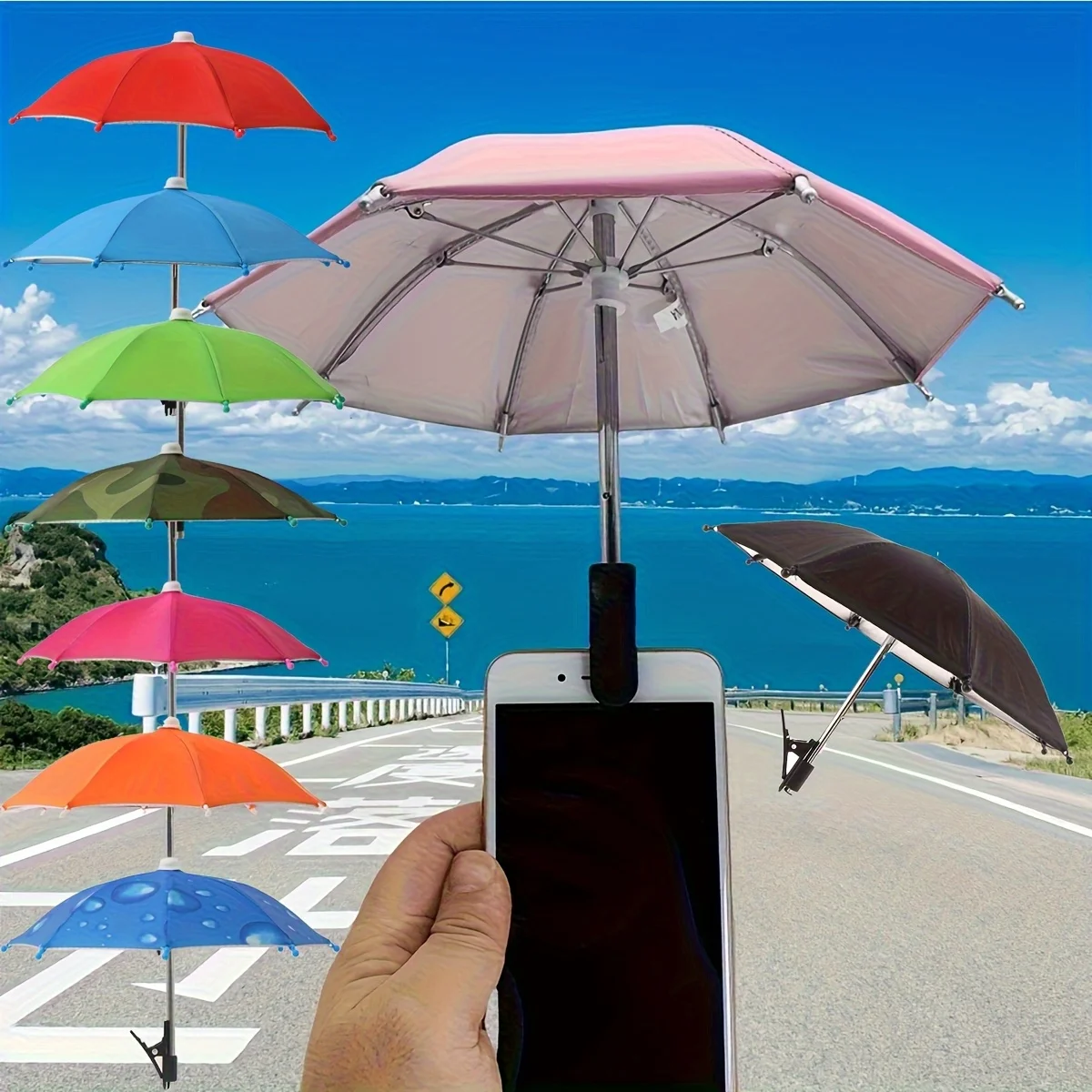AliExpress NONE 1pc Stainless Steel Phone Umbrella Holder with Sunshade Clip Durable Portable Outdoor Phone Accessory For Cycling Camping Travel