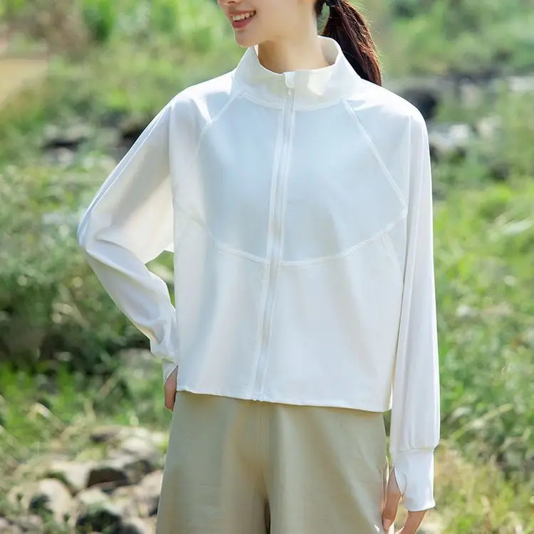 Spring Summer2027New Outwear Stand Collar Sunscreens Coat Ladies Ice Silk Sun Protection Clothing Jacket Women UV Short Overwear