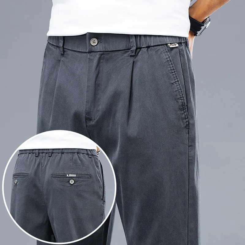 Pantaloni Casual Ultra sottili estivi materiale Lyocell da uomo stile classico moda pantaloni dritti di alta qualità in tinta unita