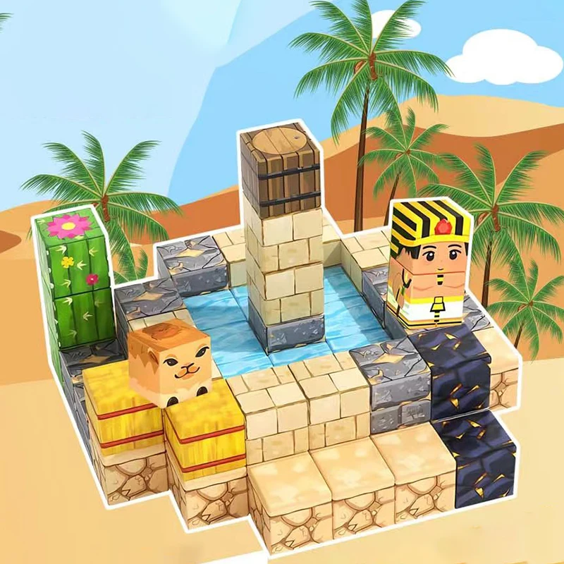 ของเล่นตัวต่อแม่เหล็กชุดอียิปต์ ของเล่นเพื่อปลูกฝังความคิดสร้างสรรค์ของเด็กๆ ของเล่นประกอบแบบง่ายๆ