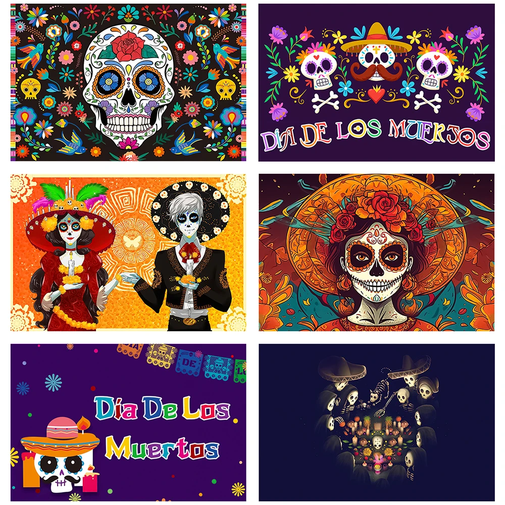 Mexico Day Of The Dead Background Party Baby Shower Photography Props Vinyl Room Decor Supplies Portrait Poster Photo Studio