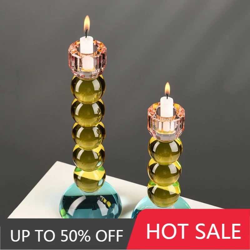 Crystal Candle Holder Luxury Decorative Candlesticks Party Birthday Colored Candle Holders Living Room Decoration Accessories