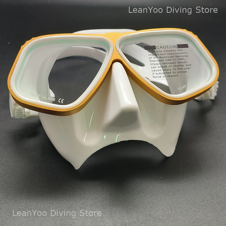 قناع غوص بإطار من سبائك الألومنيوم الفاخر، نظارات غوص منخفضة الحجم مع حزمة أنبوب الغطس الرطب من السيليكون في صندوق بسحاب أسود #3