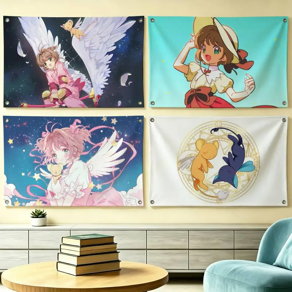 Cute Anime C-Cardcaptor Sakura Flags Wall Hanging Tapestry Outdoor Garage Room Decorative flag Background Blanket