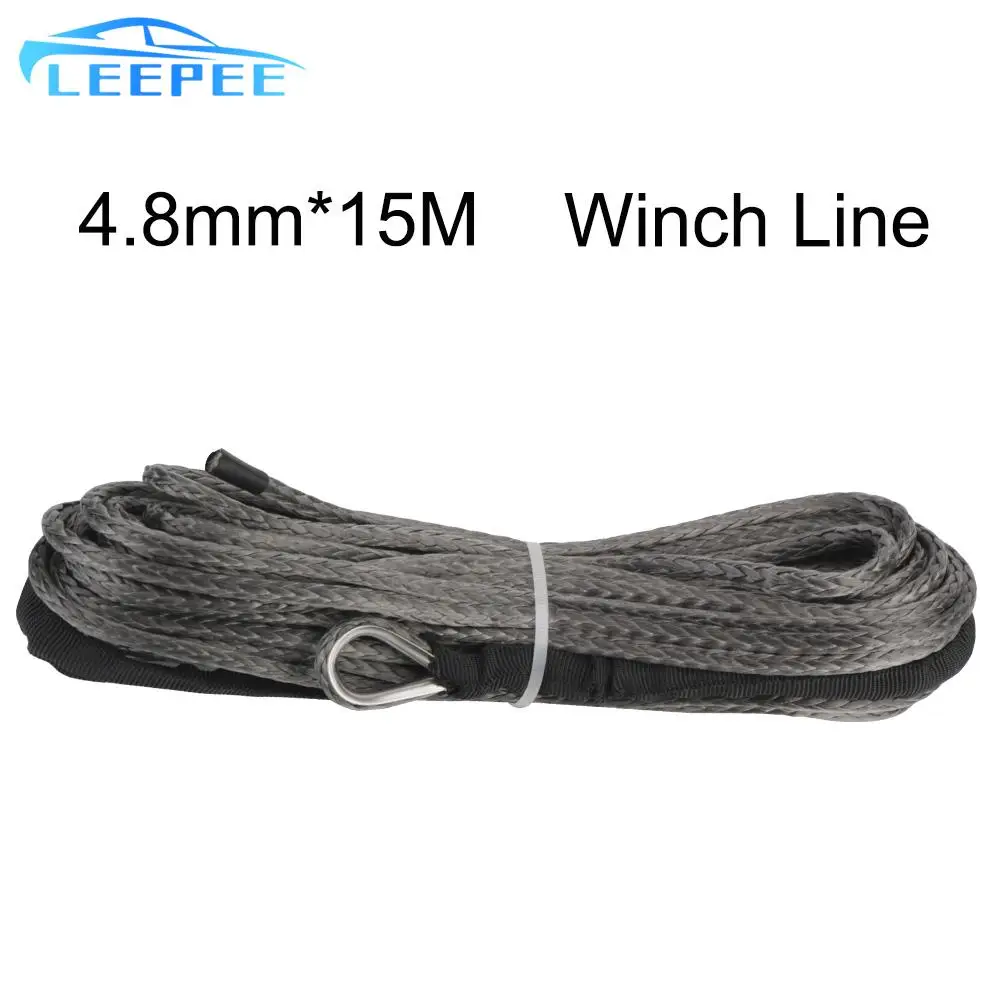 Winch Line 4.8mm*15M Tow Rope Synthetic Fiber Rope UHMWPE Rope