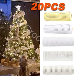 26cm 10 Yards Gold Sliver Christmas Flower Wreath Mesh DIY Xmas Tree Ribbon Wedding Christmas Decoration Gift Wrapping Ribbon