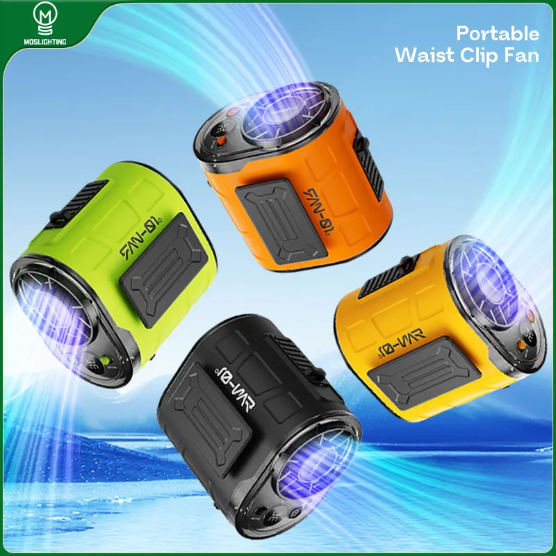 

MOSLIGHTING 6000 мАч поясной вентилятор перезаряжаемый персональный вентилятор с зажимом для ремня портативный внешний аккумулятор фонарик уличный поясной вентилятор