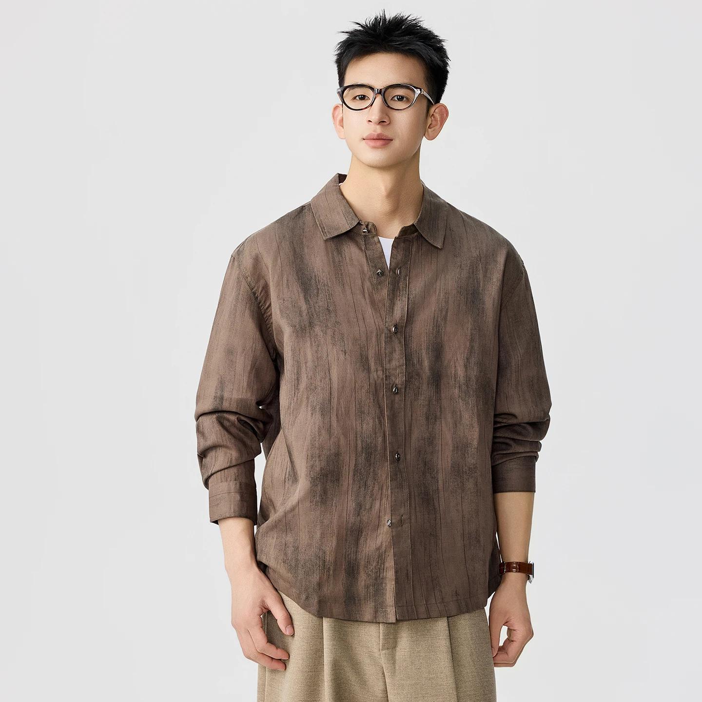 Men's Business Casual Fashion Loose Vintage Long Sleeve Lightweight Breathable Commute Shirt Male Cityboy Plus Size Shirts