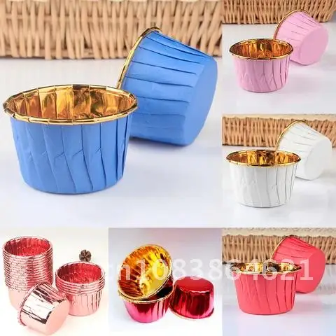 

Pastry Tools Party Supplies 50Pcs/Set Baking Cup Pastry Tools Tray Case Coated Paper Cake Paper Cups Pure Colors