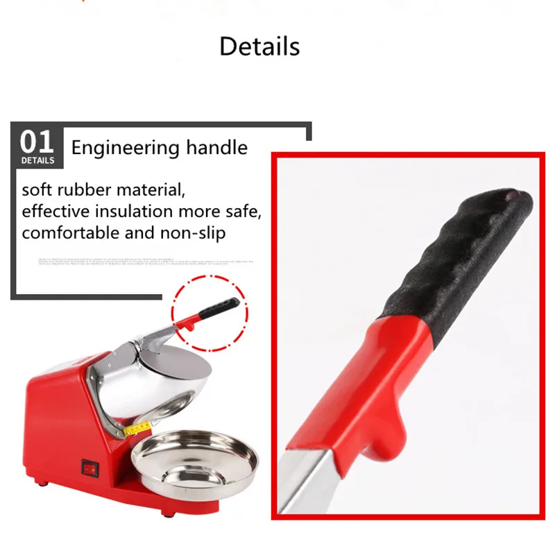 Trituradora de hielo eléctrica, máquina de hielo afeitado, máquina de hielo comercial mejorada, máquina de batidos de alta potencia, doble Cuchillo