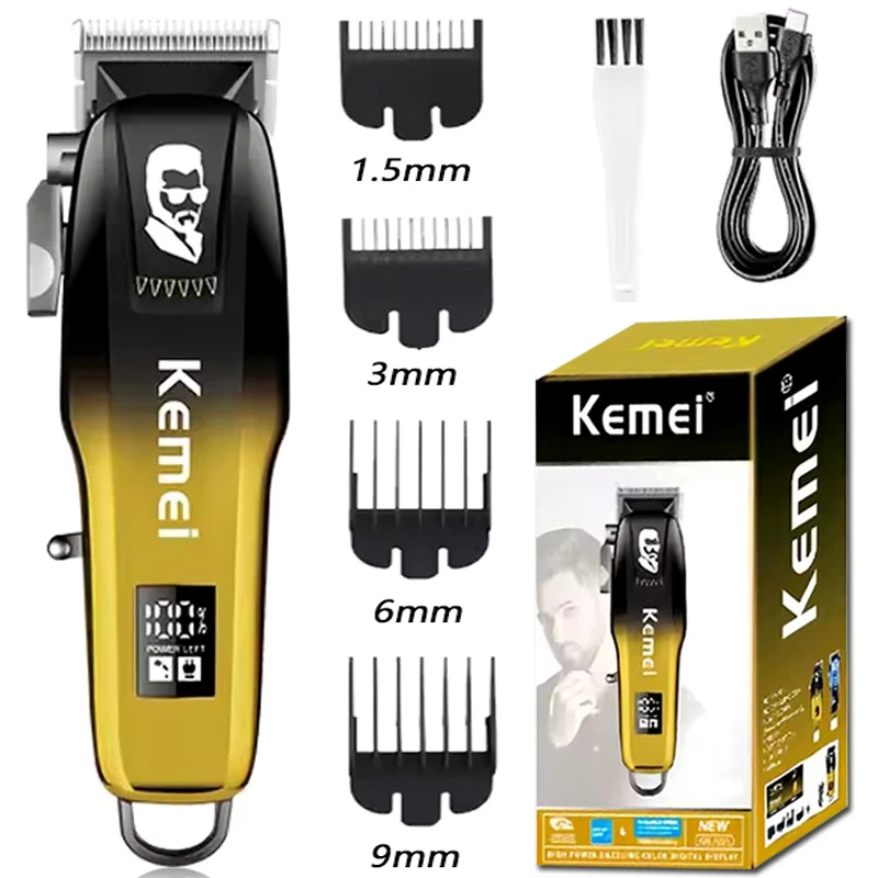 

Kemei Electric Hair Trimmer for Men Professional Hair Clipper Cordless Trimmer USB Rechargeable Hair Cutting Machine KM-709A