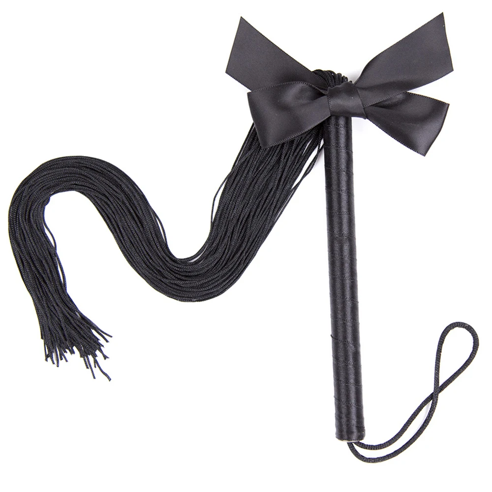 45CM Black Silk cloth Bowknot Horse Riding Whip,Horse Training Crop Whip with Handle