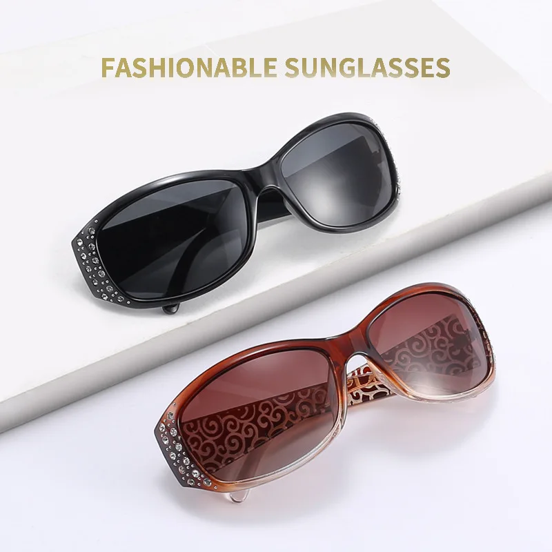 Vintage Women Sunglasses Fashion Polarized Sunshades Women's Diamond Inlaid Retro Night Vision Photochromic Lens Glasses