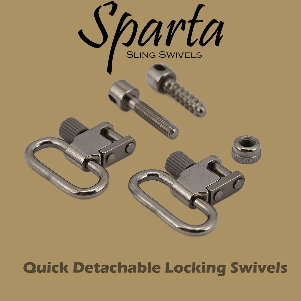 Sparta Bright Silver Sling Swivels Quick Detachable Locking For Most Hunting Rifles 1 Inch Shoulder Strap