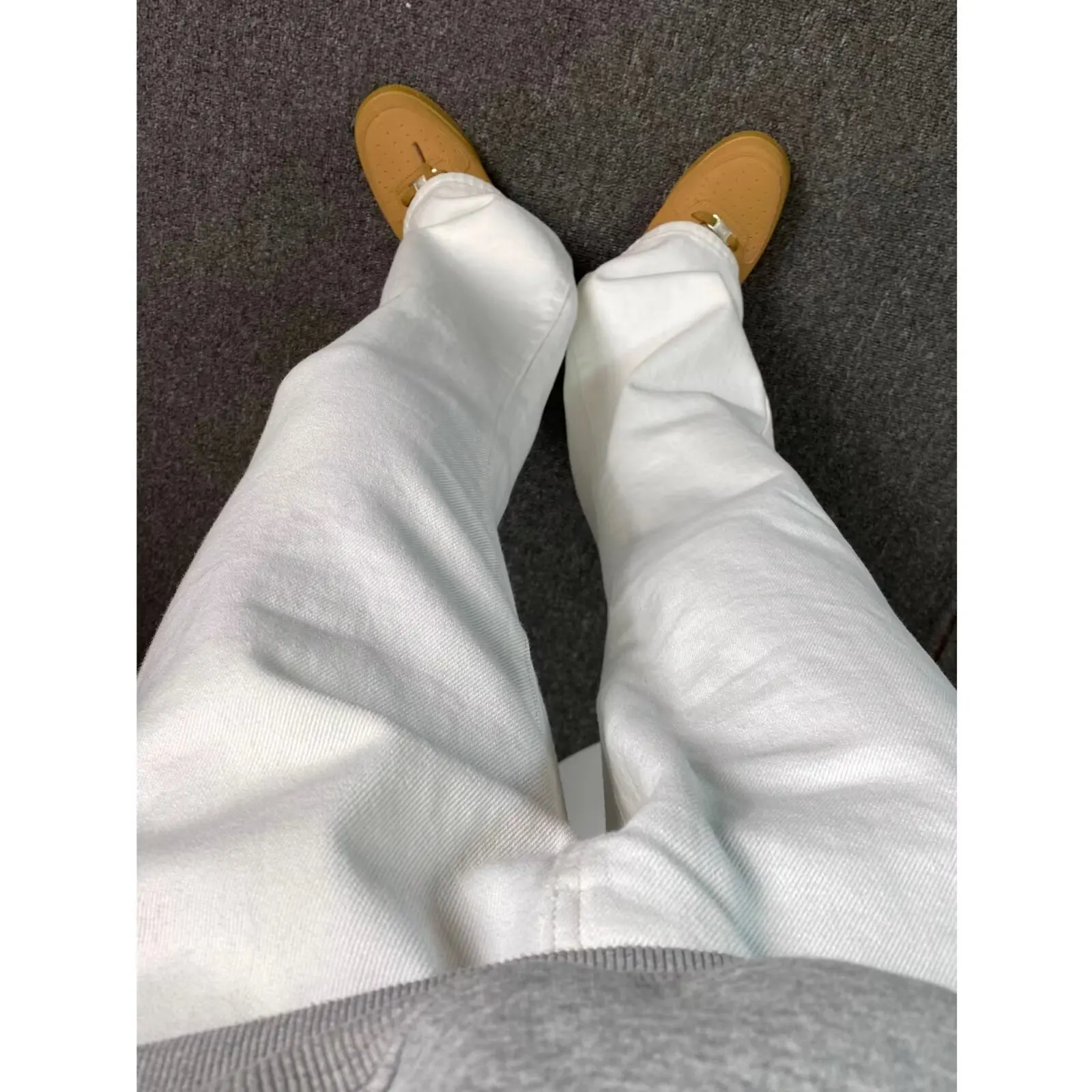 American Wide-leg Straight Jeans Men Loose Casual Denim Trousers Neutral White Jeans Streetwear Pure Color Men Women Jeans Pants