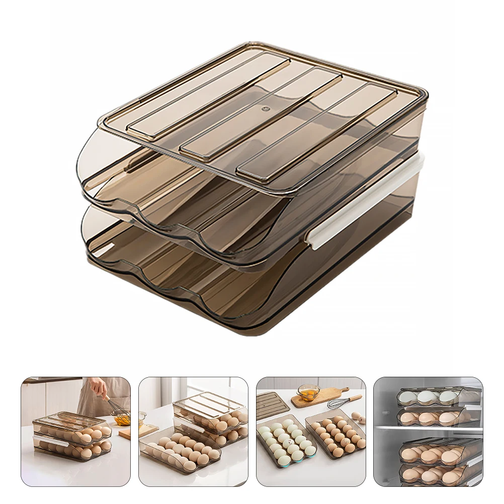 

1pc Storage Holder Kitchen Food Organizer Container For Refrigerator Smart Rolling Egg Tray Pet Plastic Egg Container