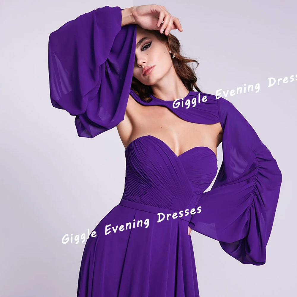 Giggle-vestido drapeado de gasa con cuello redondo para mujer, elegante vestido de graduación árabe saudita sin espalda, vestidos de fiesta de noche hasta el suelo para verano, 2024