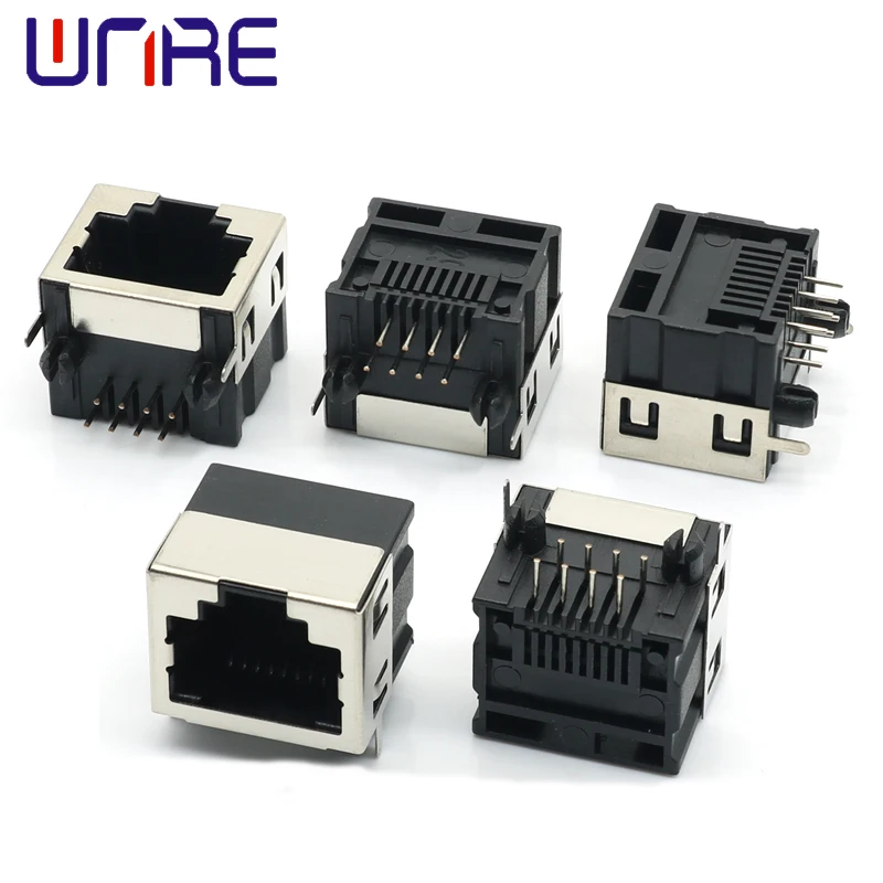 5Pcs Socket RJ45-55 Single Port Half Pack Black 8P Network Connector Interface Module Connector Plug