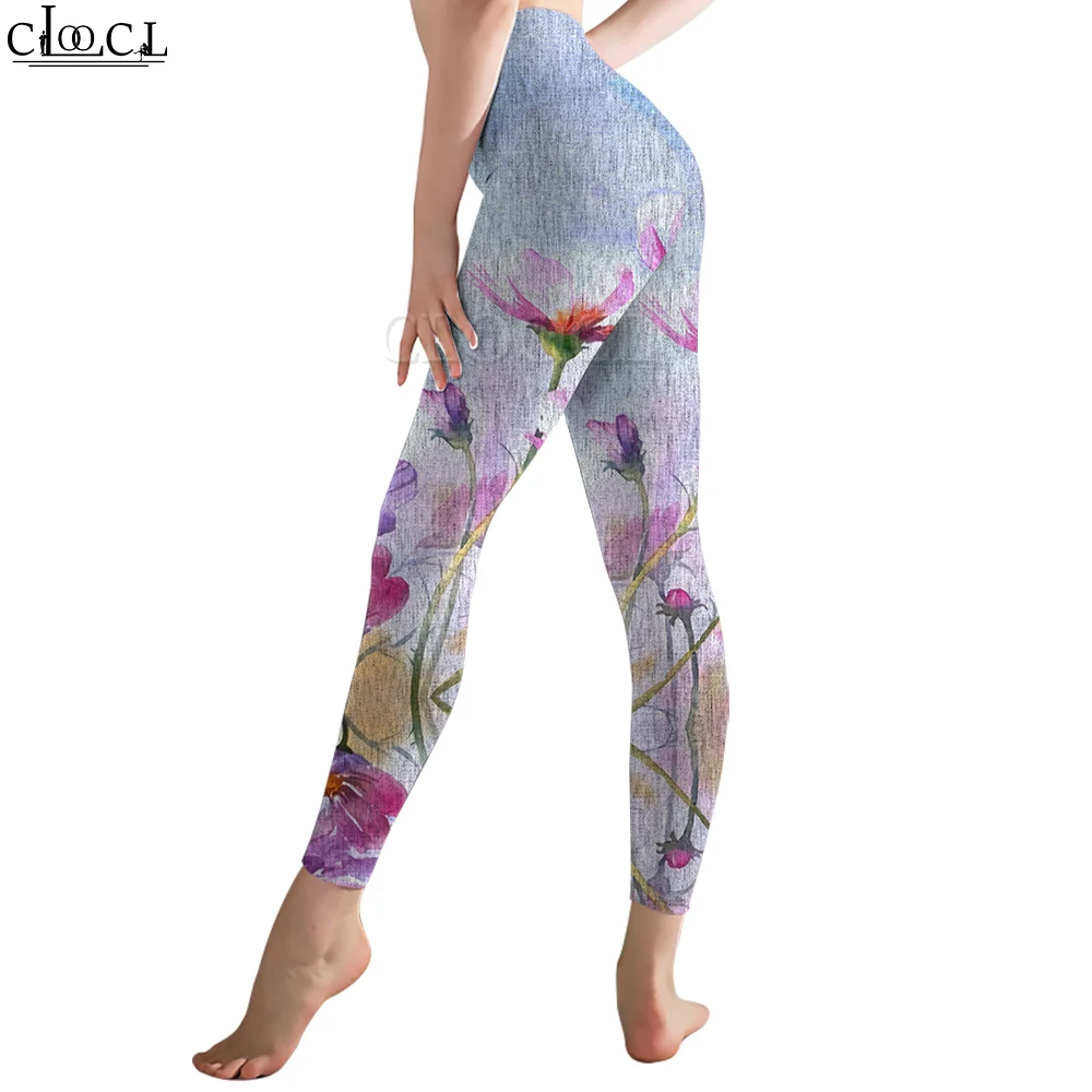 CLOOCL Women Legging Flowers Printed Trousers Female for Outdoor Lady Workout Push Up Jogging Pants High Waist Elasticity