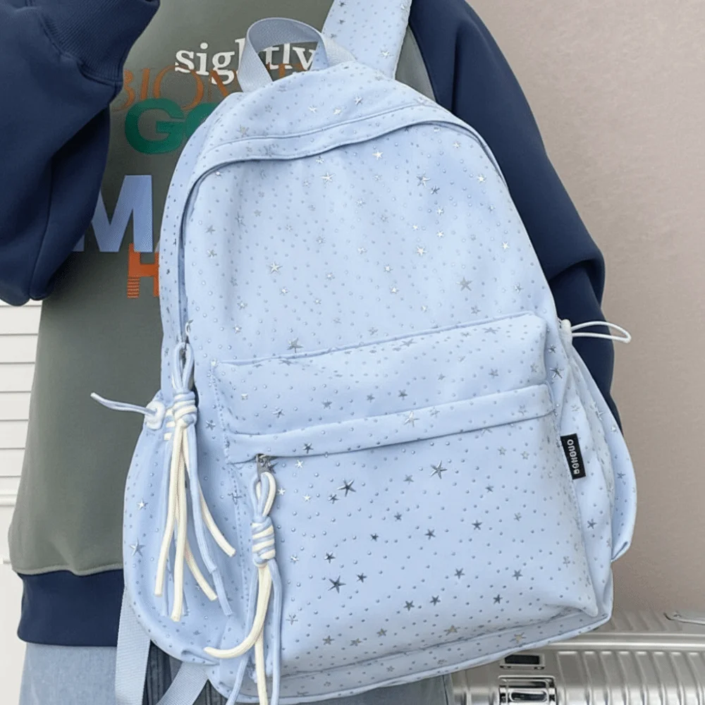 Oxford Cloth Star Backpack Multi-pockets Solid Color Student School Bag Large Capacity Korean Style Travel Rucksack Students